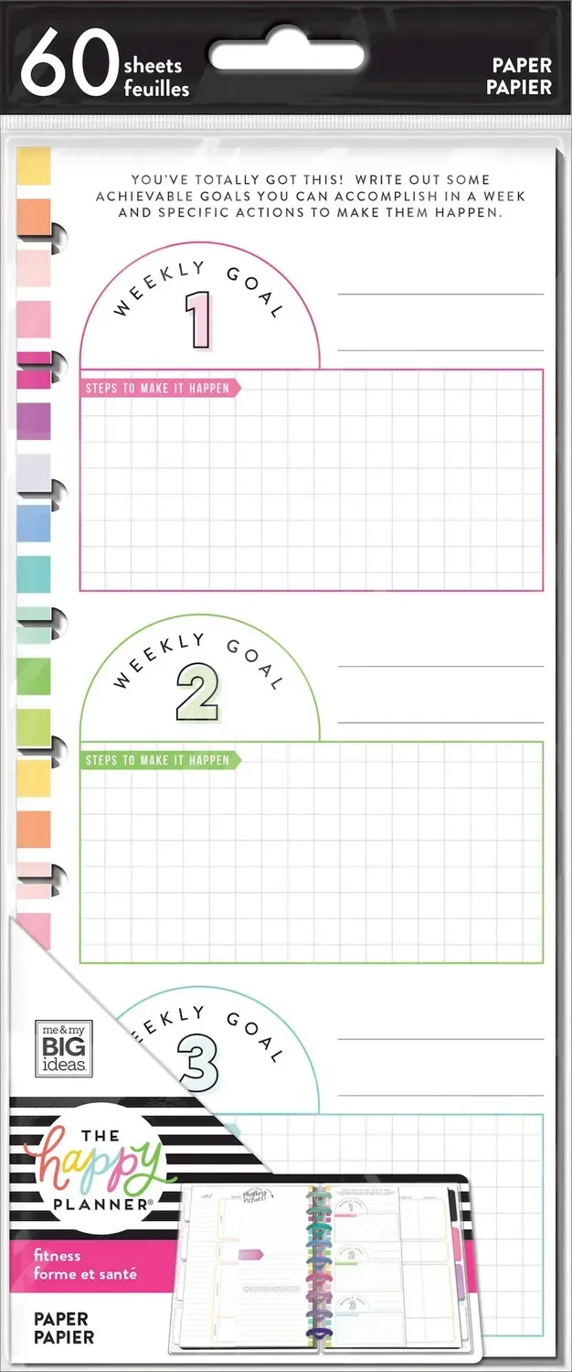 Happy Planner Fitness recharge Classic demi-page 60 feuilles