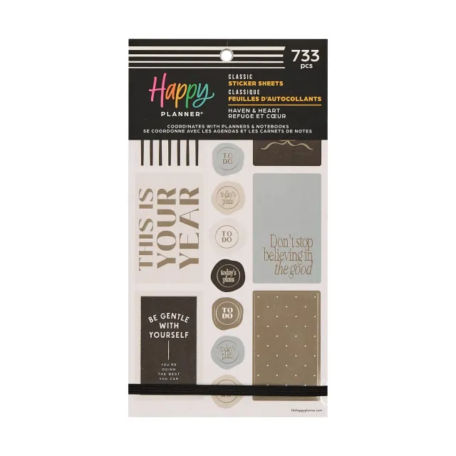 Happy Planner Haven & Heart stickers value pack 30 planches neutres