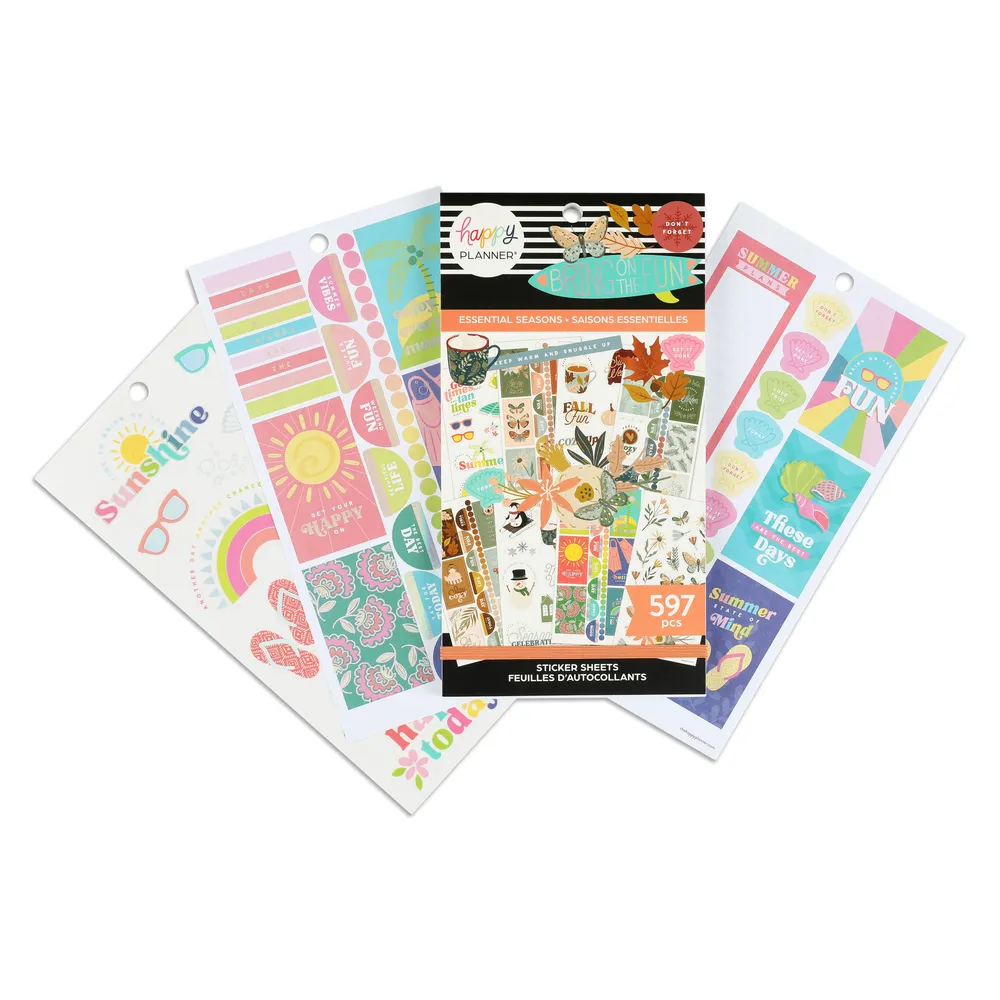 Happy Planner Essential Seasons carnet stickers 30 pages 597 pièces