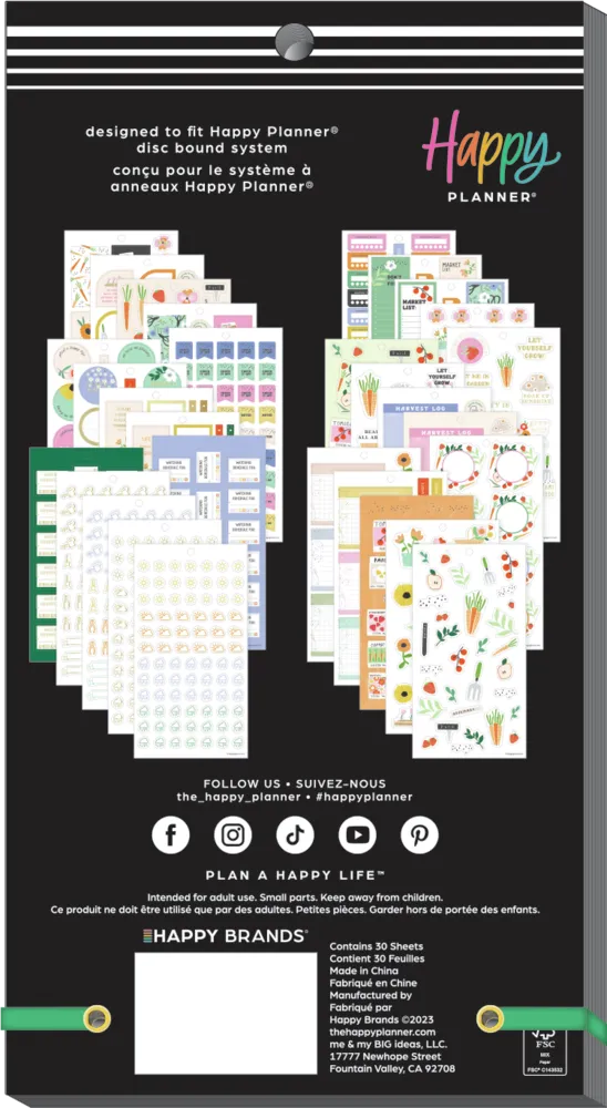 Happy Planner Gardening carnet stickers 30 planches jardin
