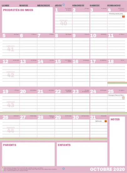 Frigobloc Mini calendrier famille ultra simple sept 2020-déc 2021