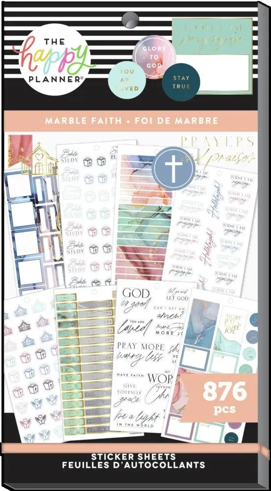 Happy Planner Marble Faith stickers value pack 876 pièces