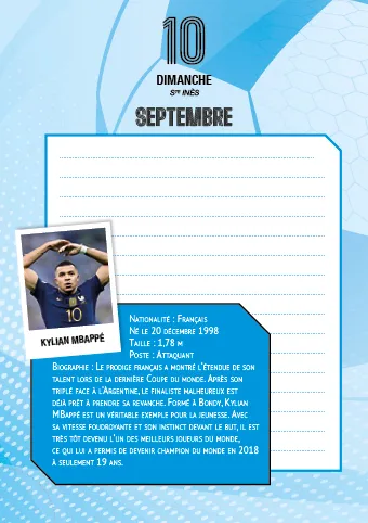 Frigobloc Foot agenda scolaire 2023-2024 page par jour