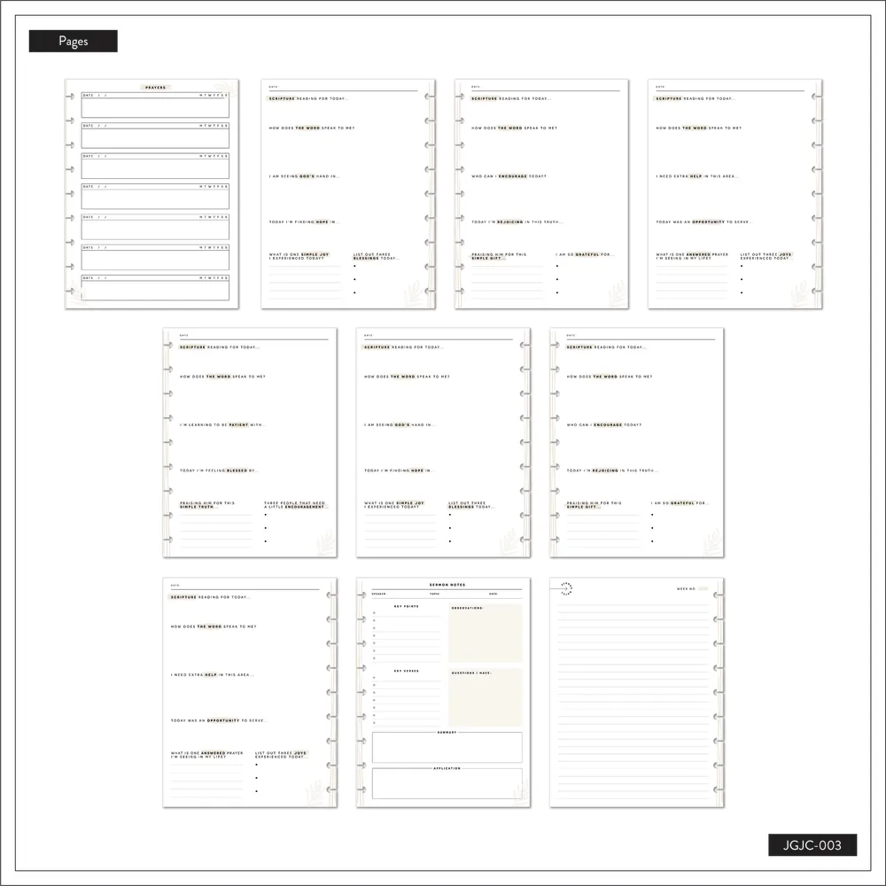 Happy Planner Coastal Faith journal guidé foi 80 feuilles