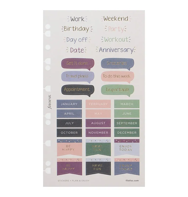 Filofax Garden stickers planning 6 feuilles rosé