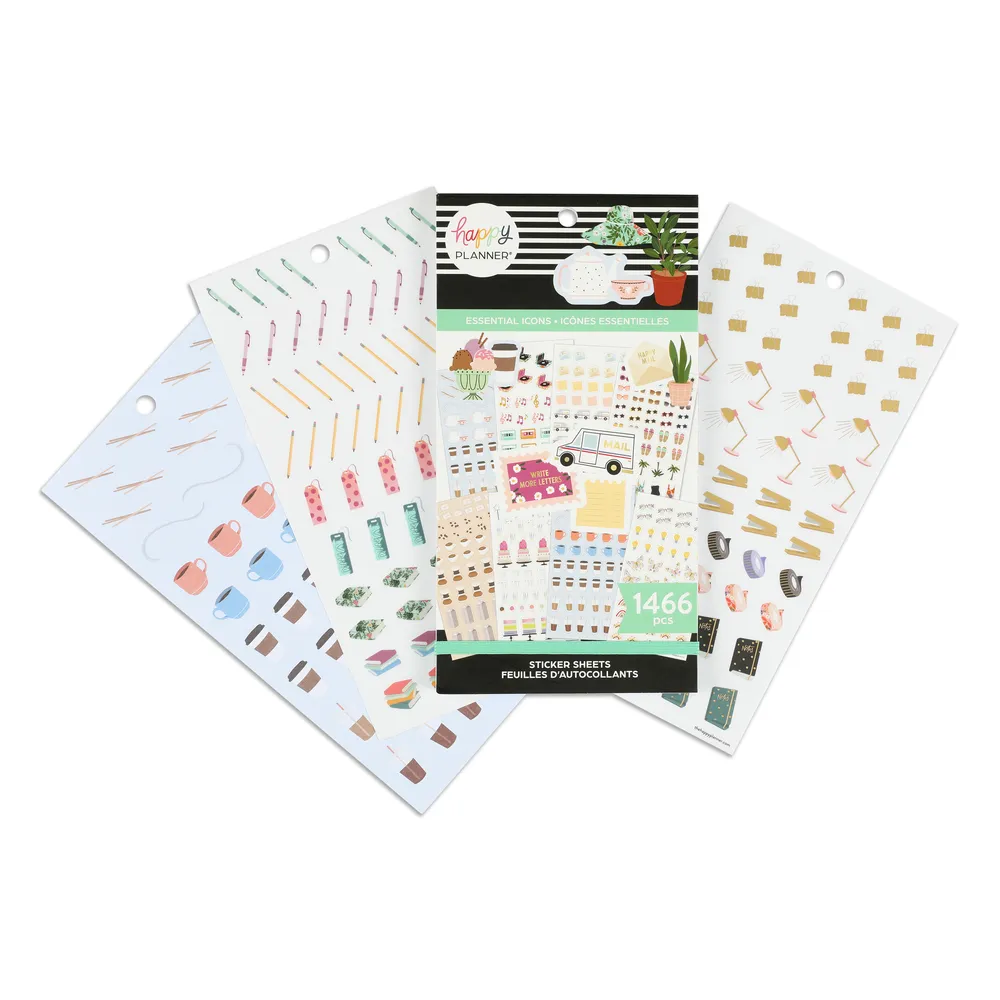 Happy Planner Essential Icons stickers 1466 doré