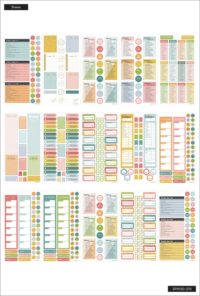 Happy Planner Daily Chores carnet stickers ménage 30 planches