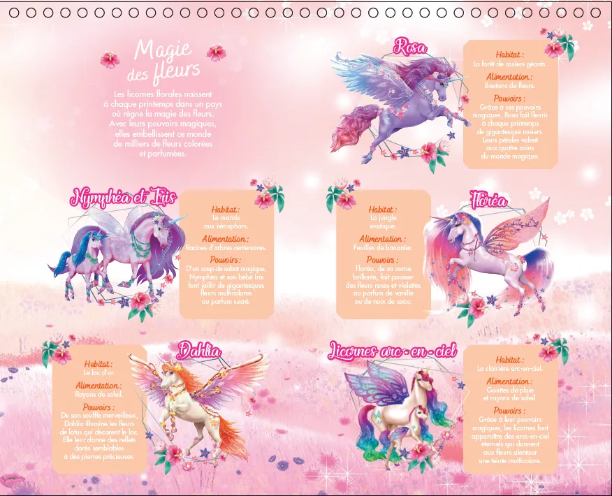 Licornes Magie des Fleurs carnet créatif stickers