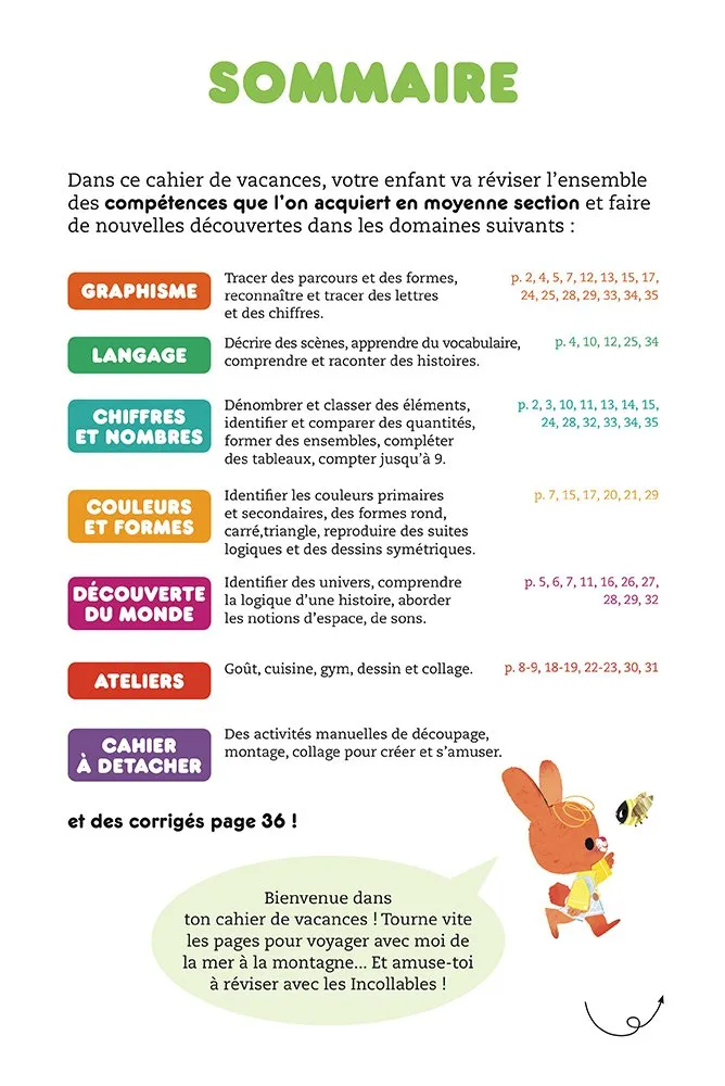 Les Incollables Cahier vacances MS vers GS édition 2018