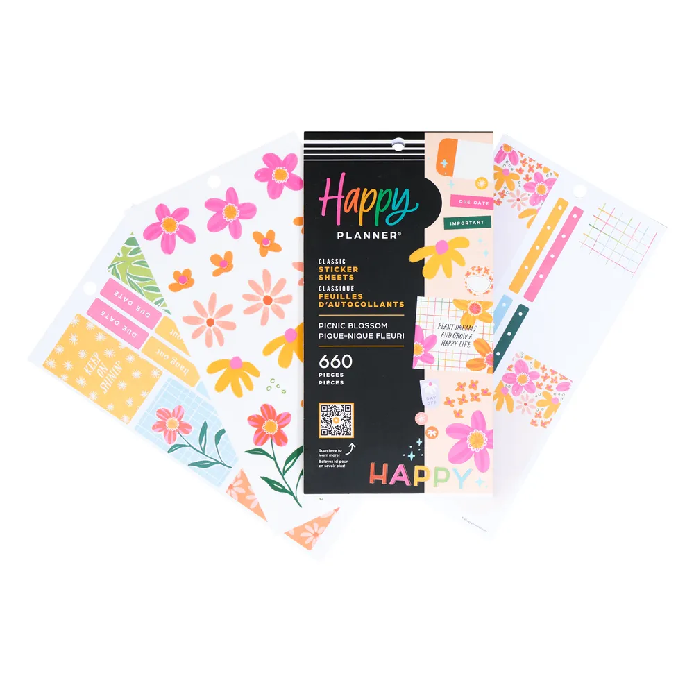 Happy Planner Picnic Blossom stickers 30 feuilles floral