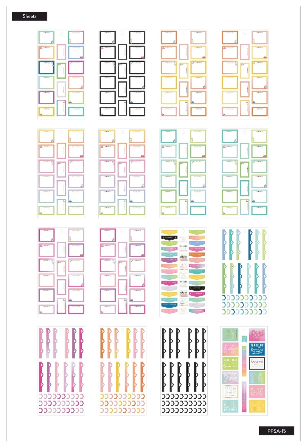 Happy Planner Fitness carnet accessoires 638 pièces