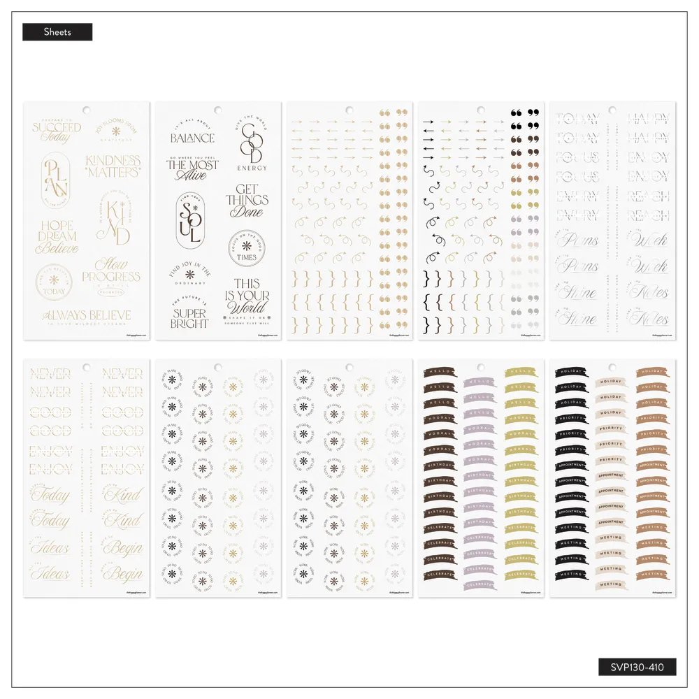 Happy Planner Neutral Chic stickers Classic 30 planches doré