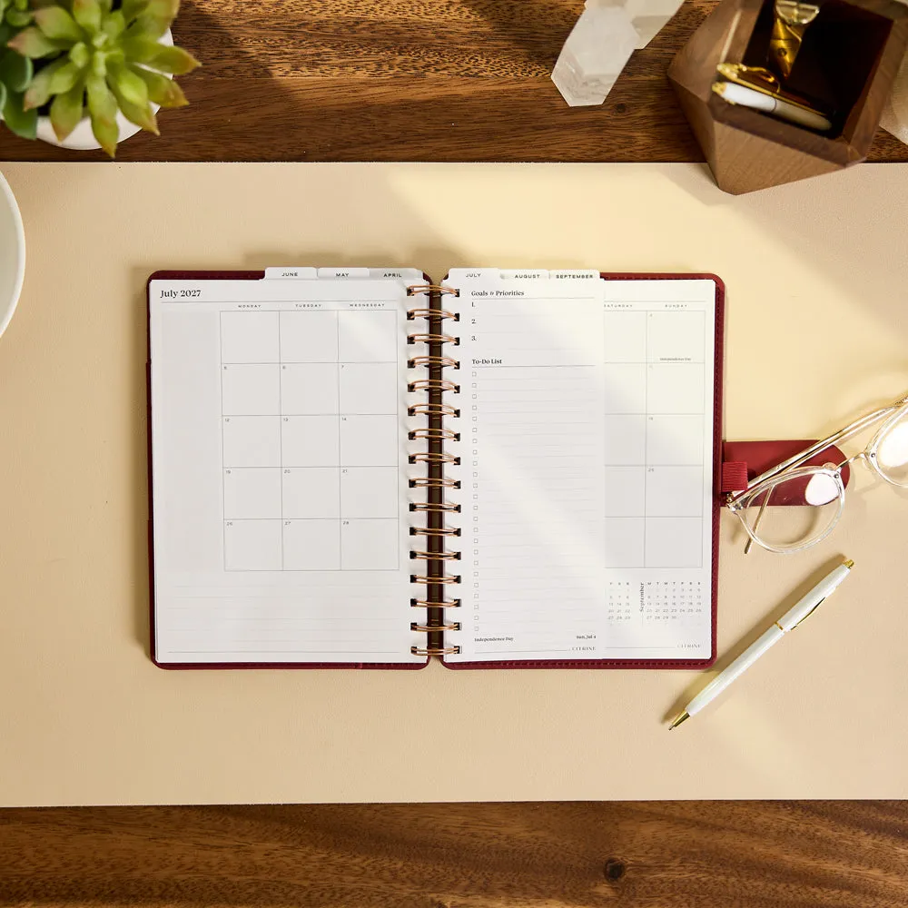 Happy Planner Citrine Burgundy Scallop agenda 2027 A5 pro 12 mois