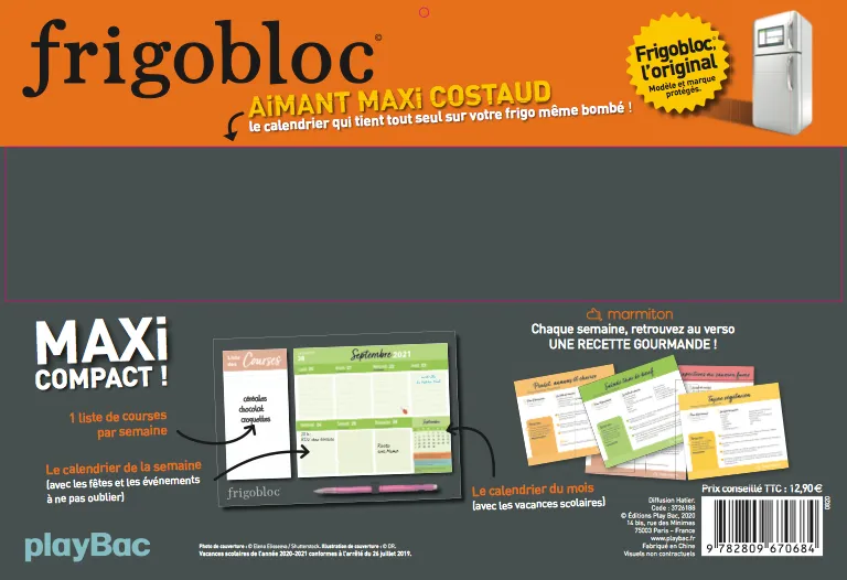 Frigobloc Mini hebdo Recettes Marmiton calendrier familial 2021