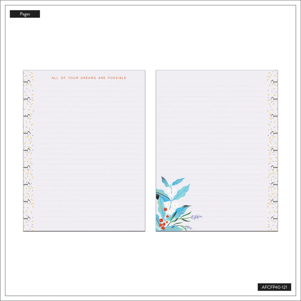 Happy Planner Blooming Pride recharge papier pointillé ligné 40 feuilles