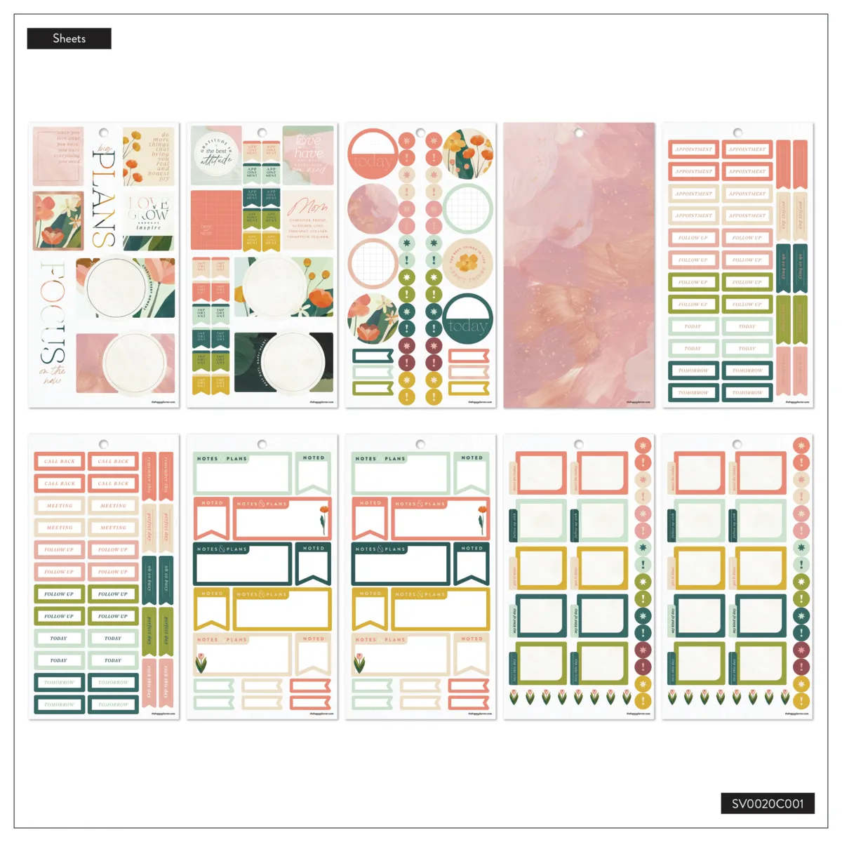 Happy Planner Pastel Canvas Parenting stickers famille 1122 pièces