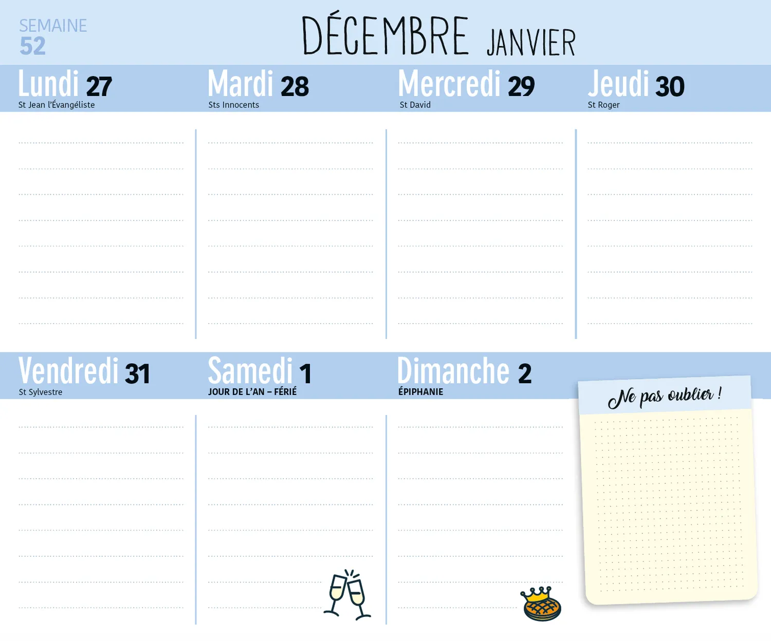 Frigobloc calendrier famille hebdomadaire sept 2021-déc 2022