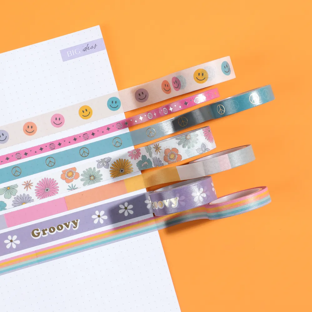 Happy Planner Decades 70s washi tape 7 rouleaux rétro