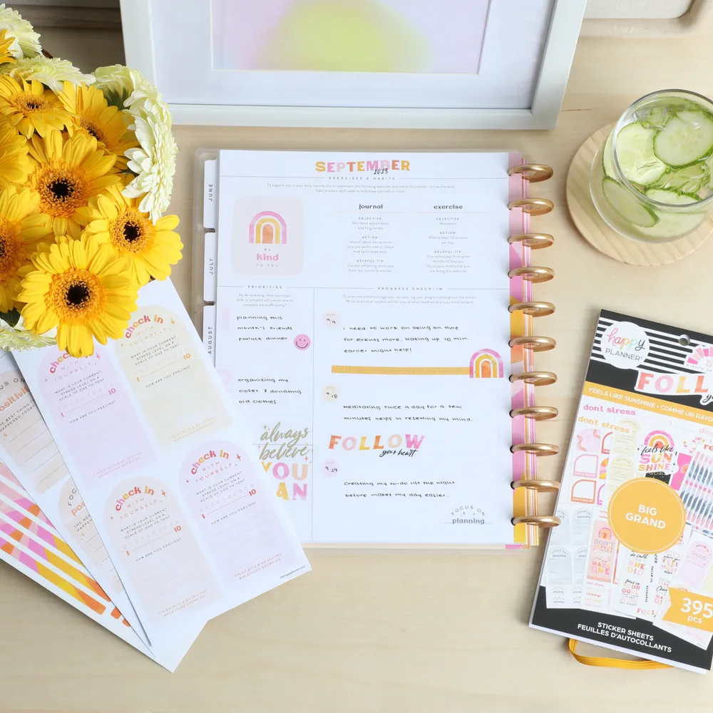 Happy Planner Feels Like Sunshine stickers Big 395 bien-être