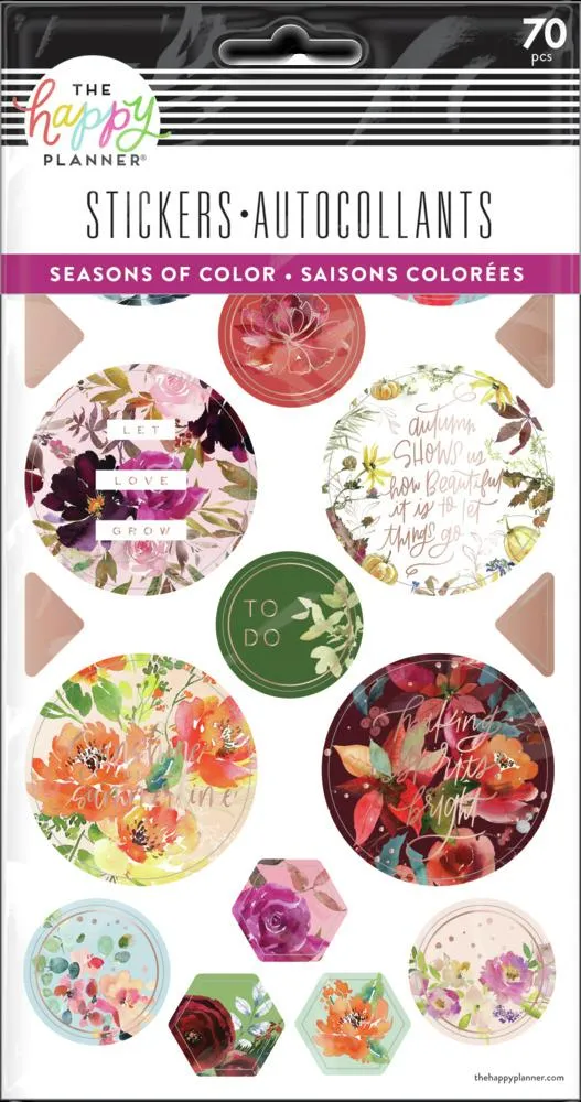 Happy Planner Seasonal Watercolor stickers aquarelle 5 feuilles