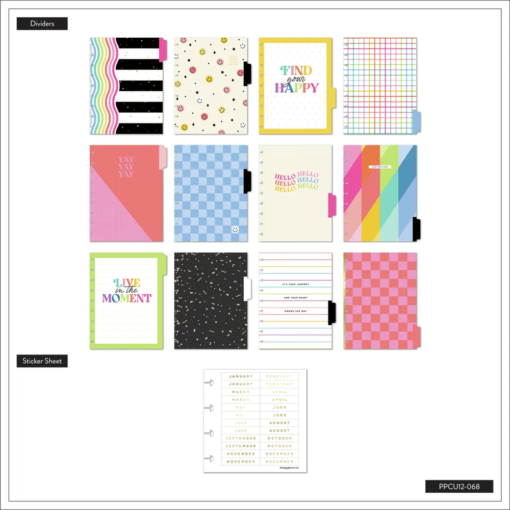 Happy Planner Happy Brights planner non daté classic dashboard 12 mois