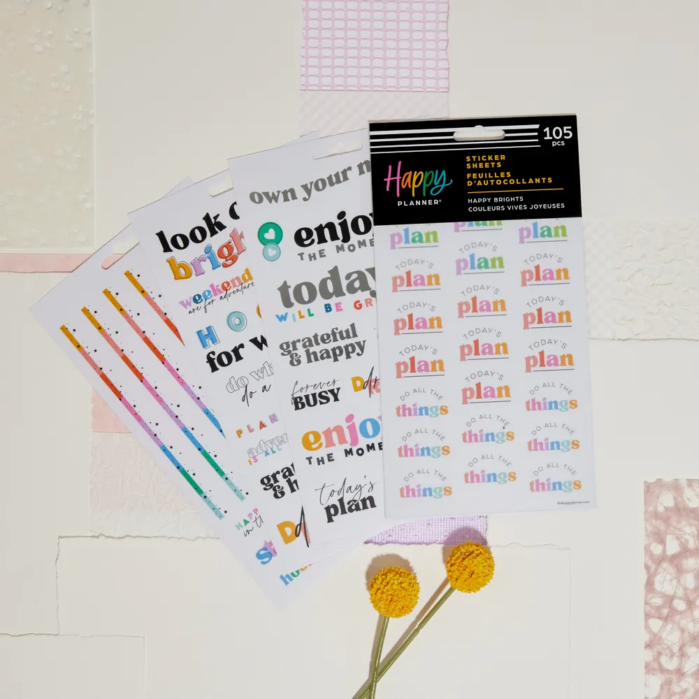Happy Planner Happy Brights stickers 5 feuilles 105 colorés