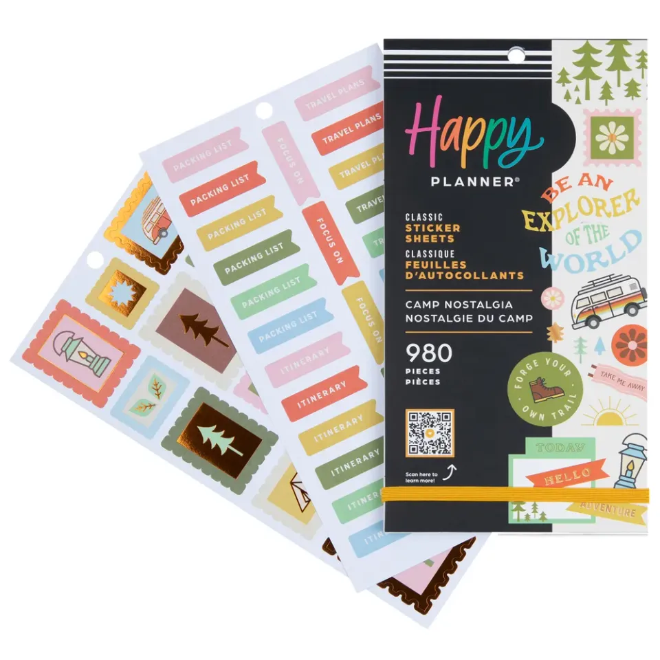 Happy Planner Camp Nostalgia stickers décoratifs 980 pièces