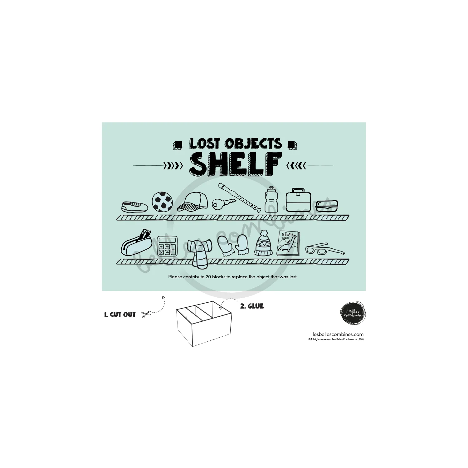 Les Belles Combines Rayon objets perdus affiche 20 jetons bilingue