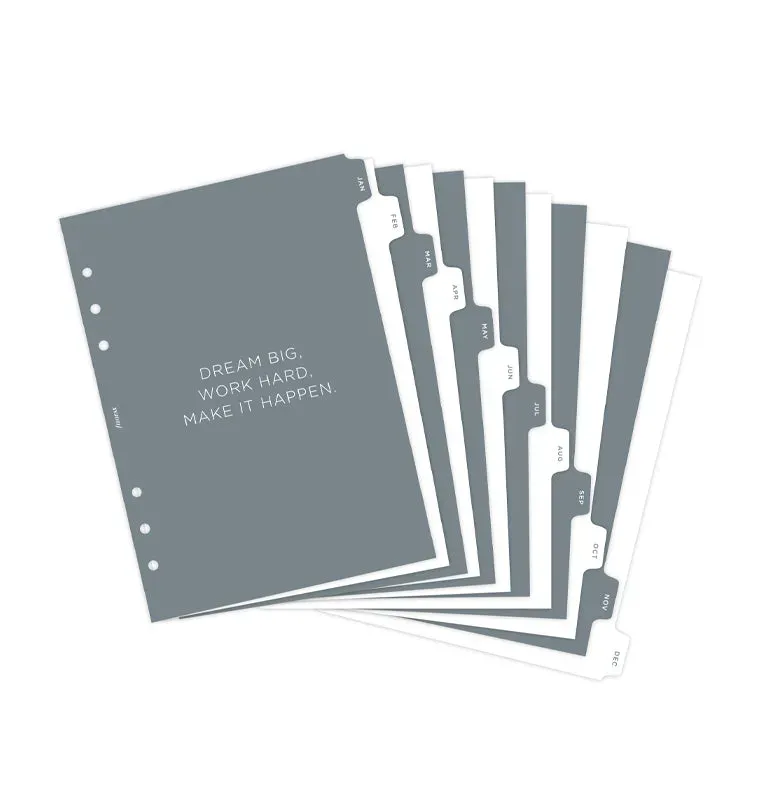 Filofax Minimal intercalaires mensuels A5 12 mois onglets
