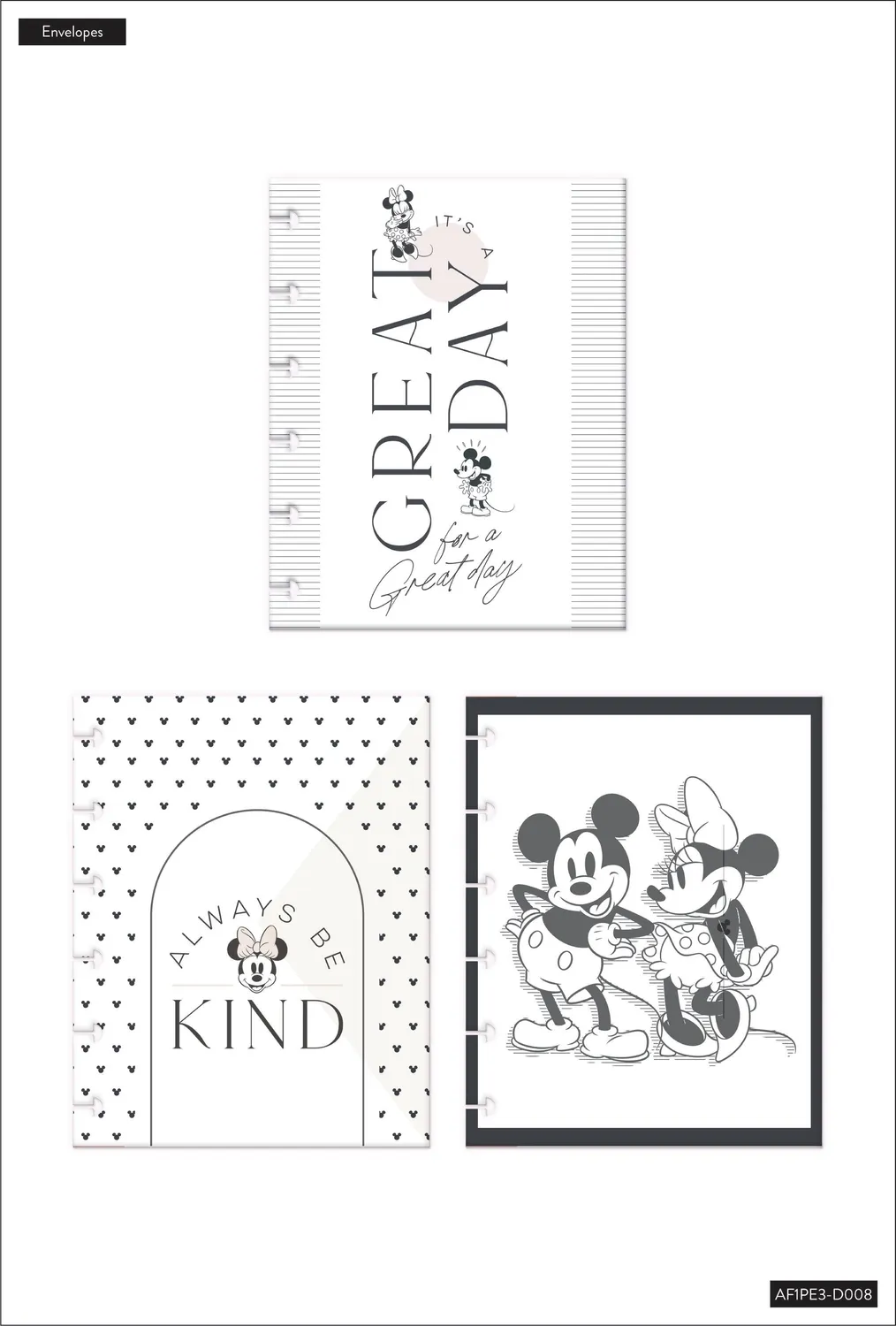 Happy Planner Disney Modern Mickey Minnie enveloppes x3