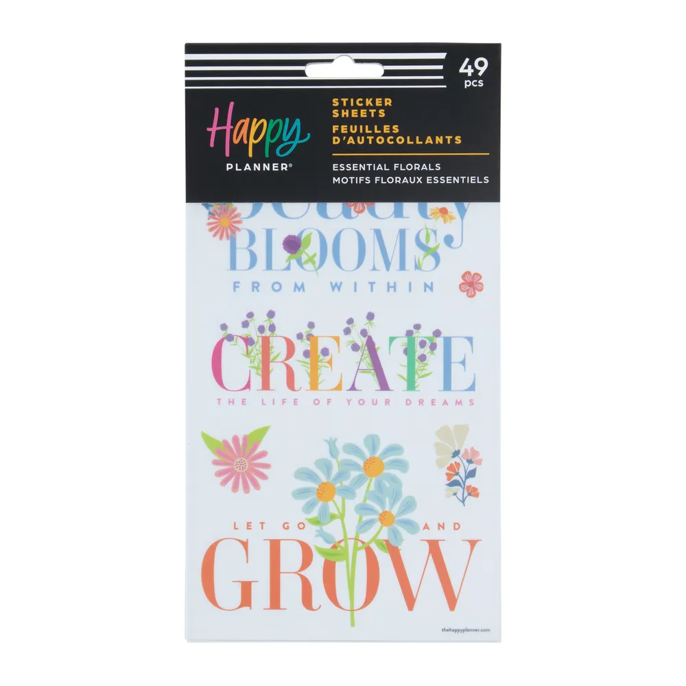 Happy Planner Essential Florals stickers 5 feuilles 49 pièces