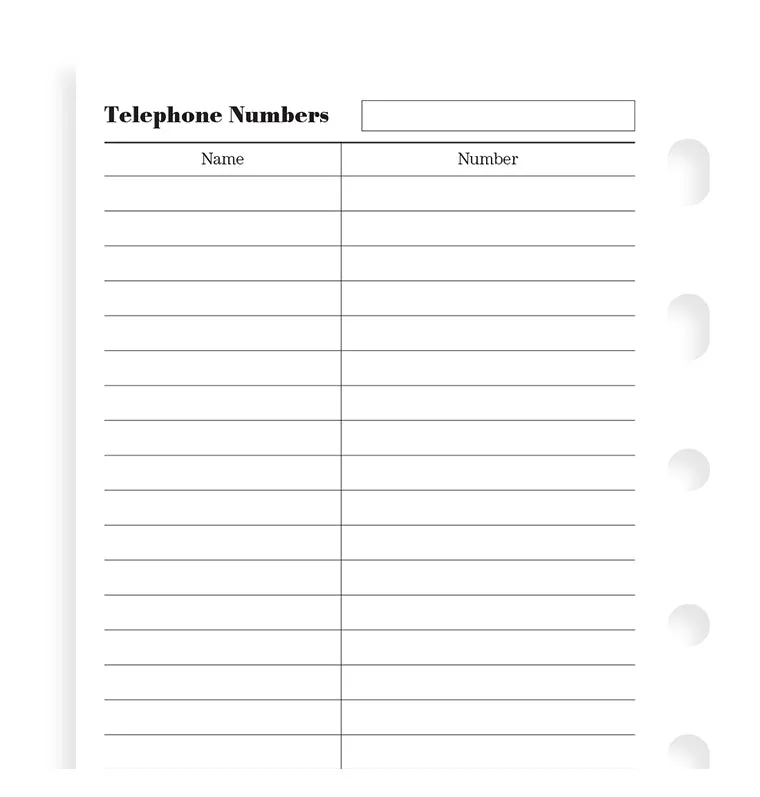 Filofax répertoire téléphonique Pocket 20 feuilles