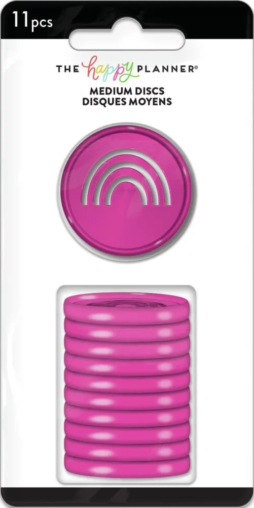 Happy Planner Rainbow disques Medium rose 11 pièces plastique
