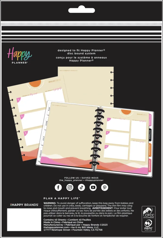 Happy Planner Organic Wellness recharge bien-être 40 feuilles
