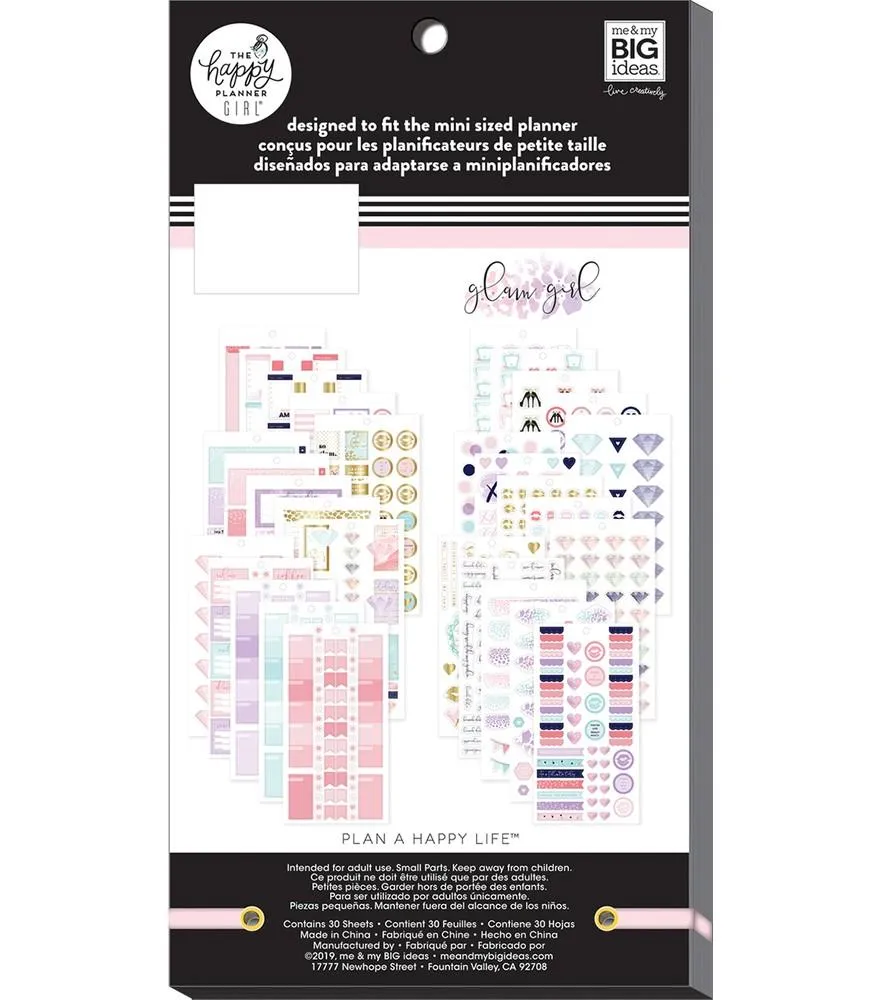 Happy Planner Glam Girl Mini Value Pack stickers 975 pièces