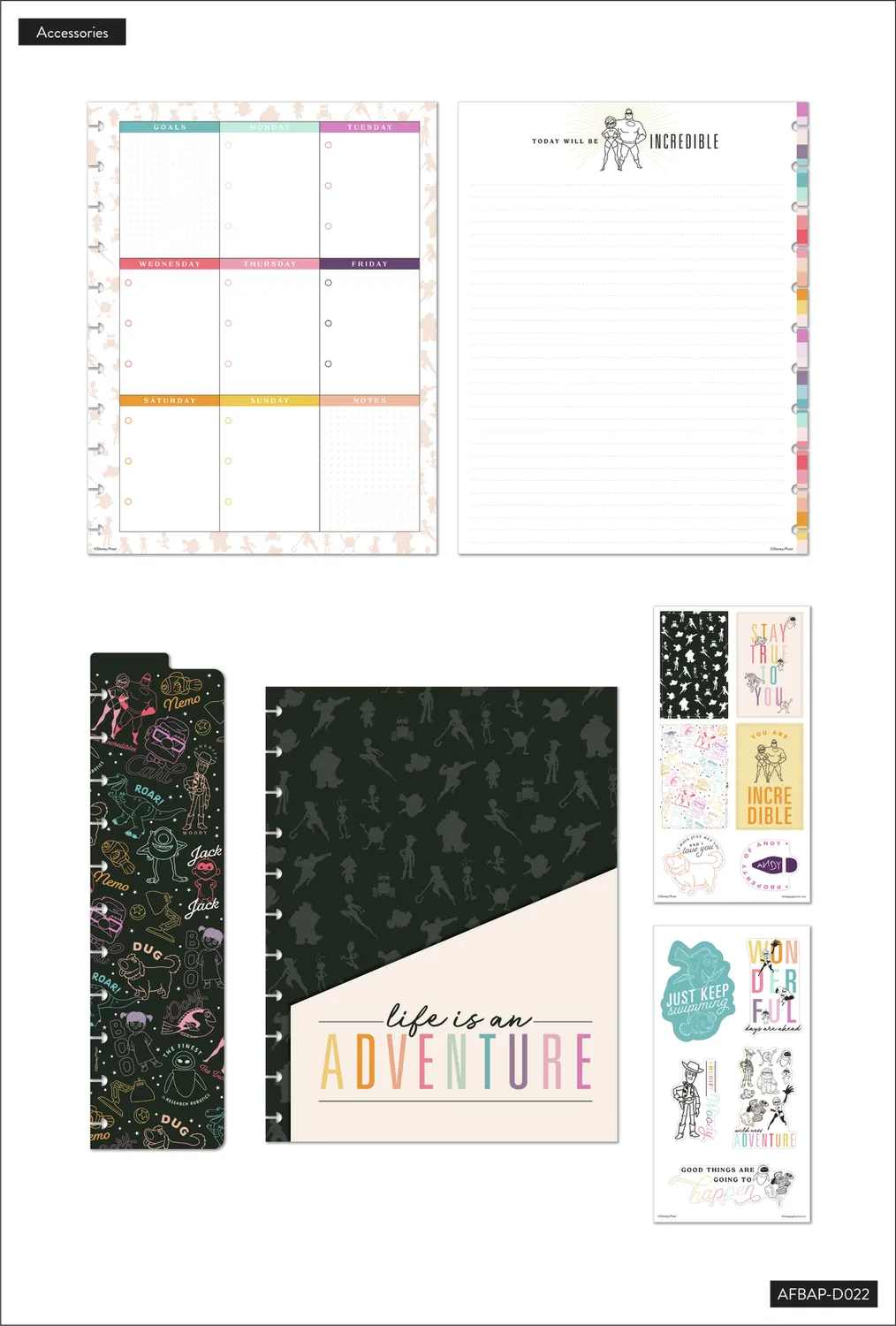 Happy Planner Disney Pixar Bright Year pack accessoires Big