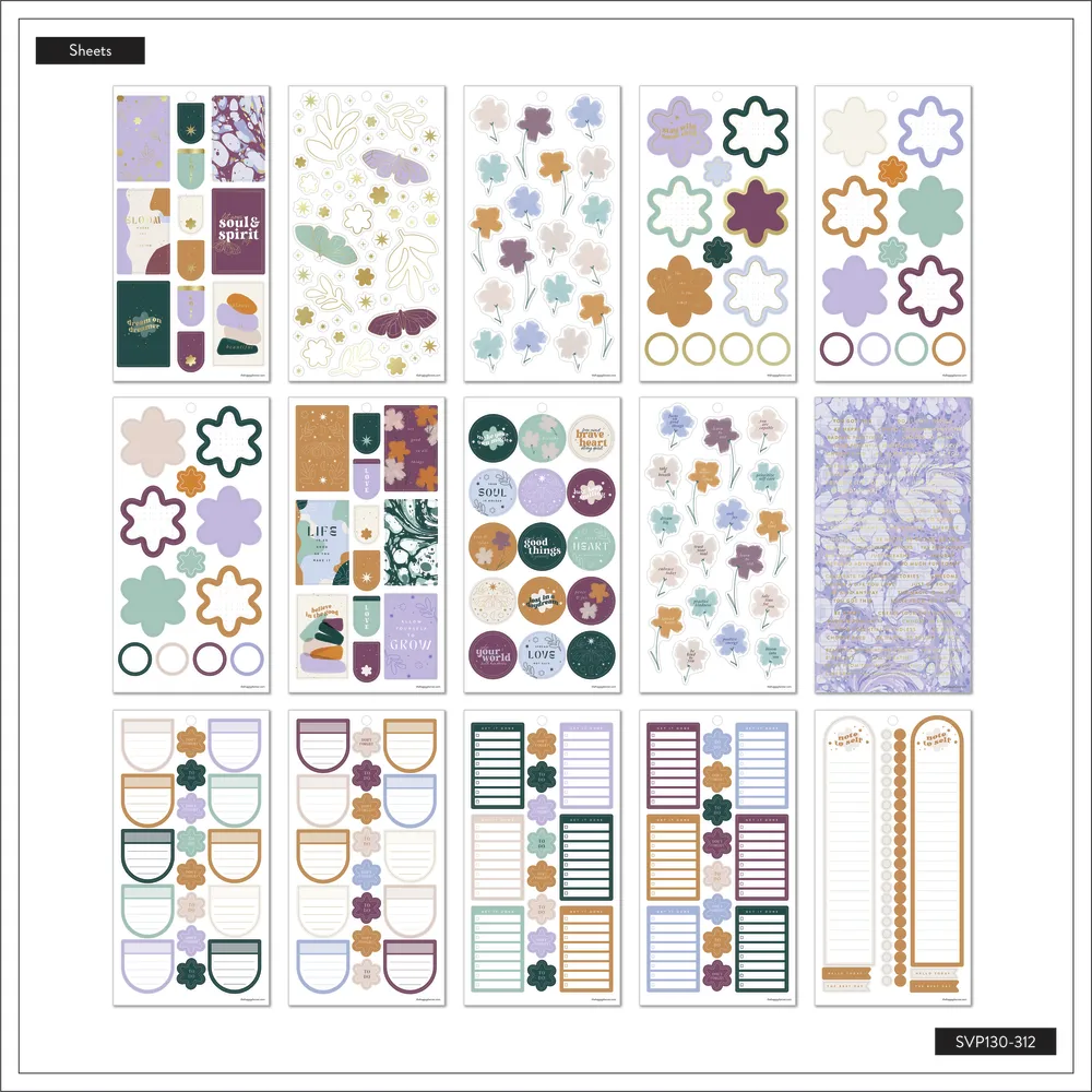 Happy Planner Pressed Painted stickers x759 bleu floral