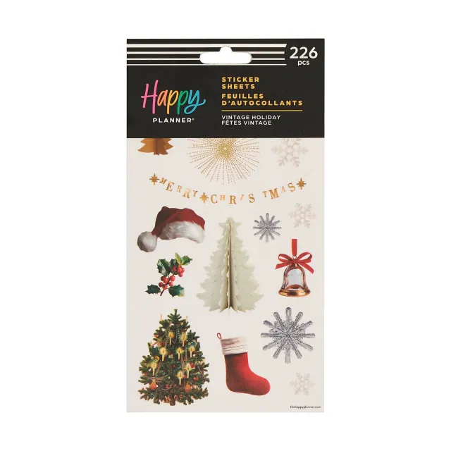Happy Planner Vintage Holiday stickers Noël 10 planches
