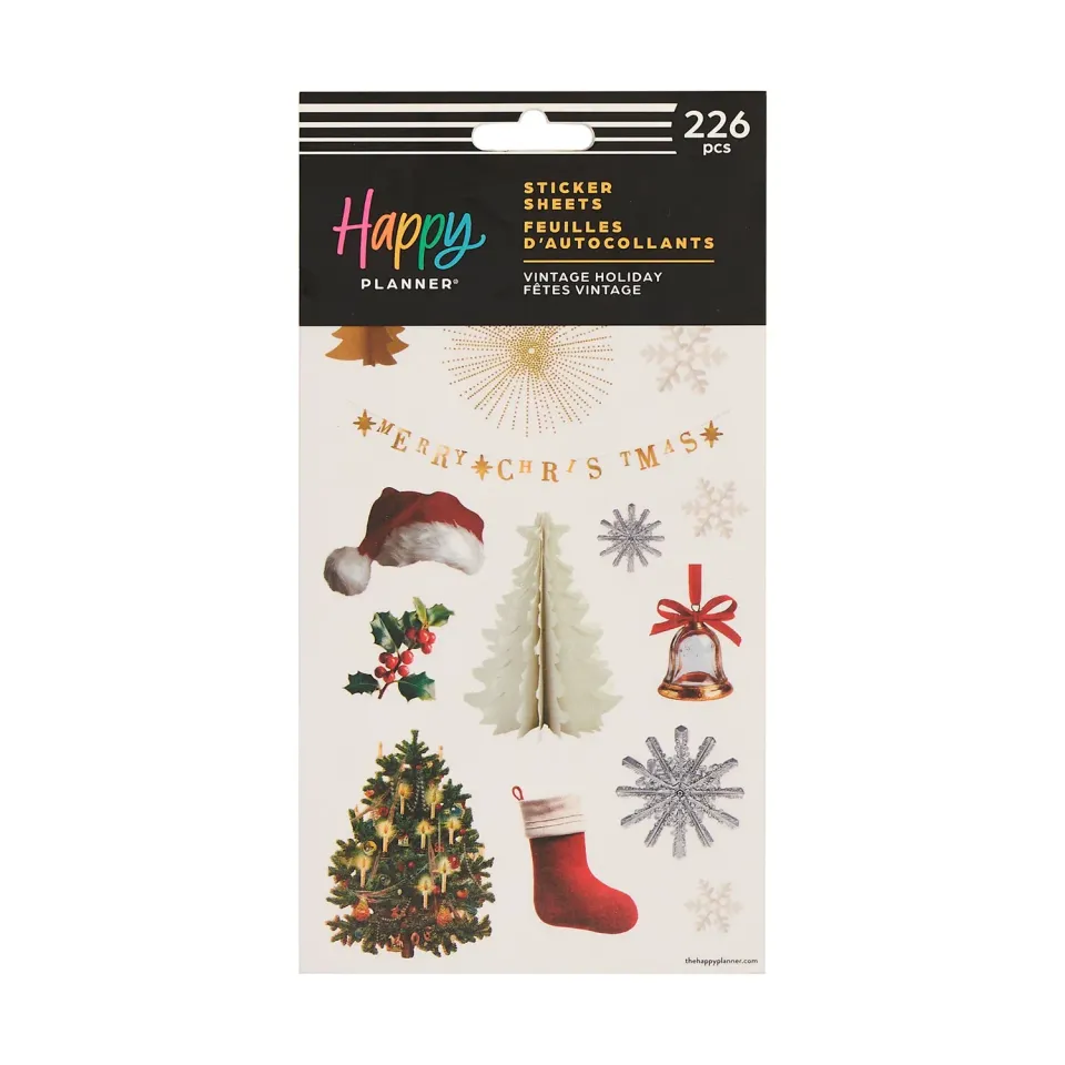 Happy Planner Vintage Holiday stickers Noël 10 planches
