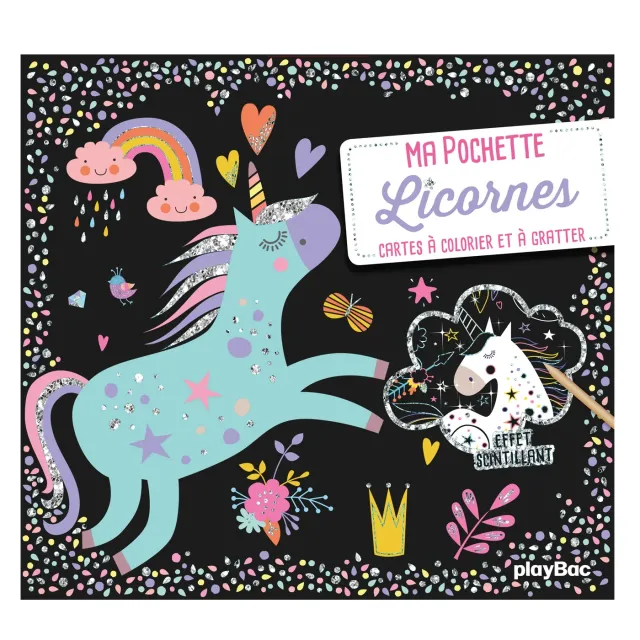 Ma pochette Licornes cartes à gratter et coloriages