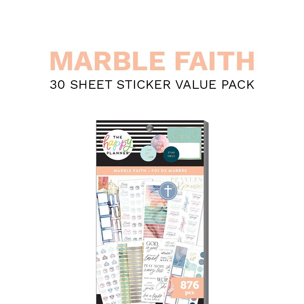 Happy Planner Marble Faith stickers value pack 876 pièces