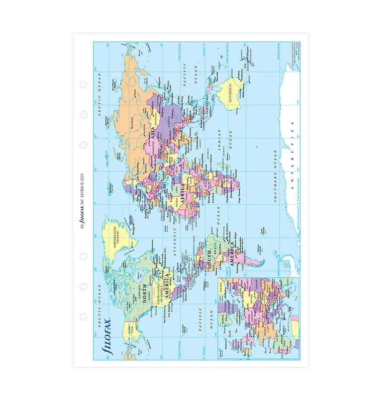 Filofax Classic carte du monde A5 pliable