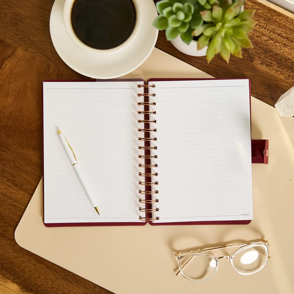 Happy Planner Citrine carnet spirale A5 bordeaux cuir vegan
