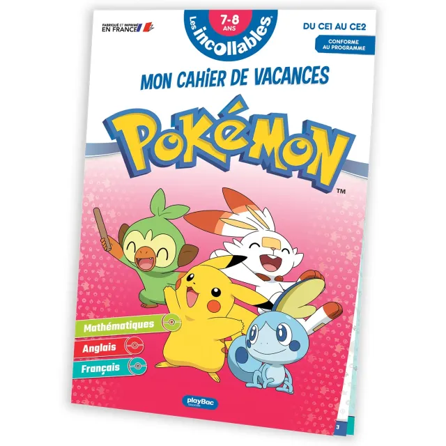 Incollables Pokémon CE1 au CE2 cahier de vacances 7-8 ans