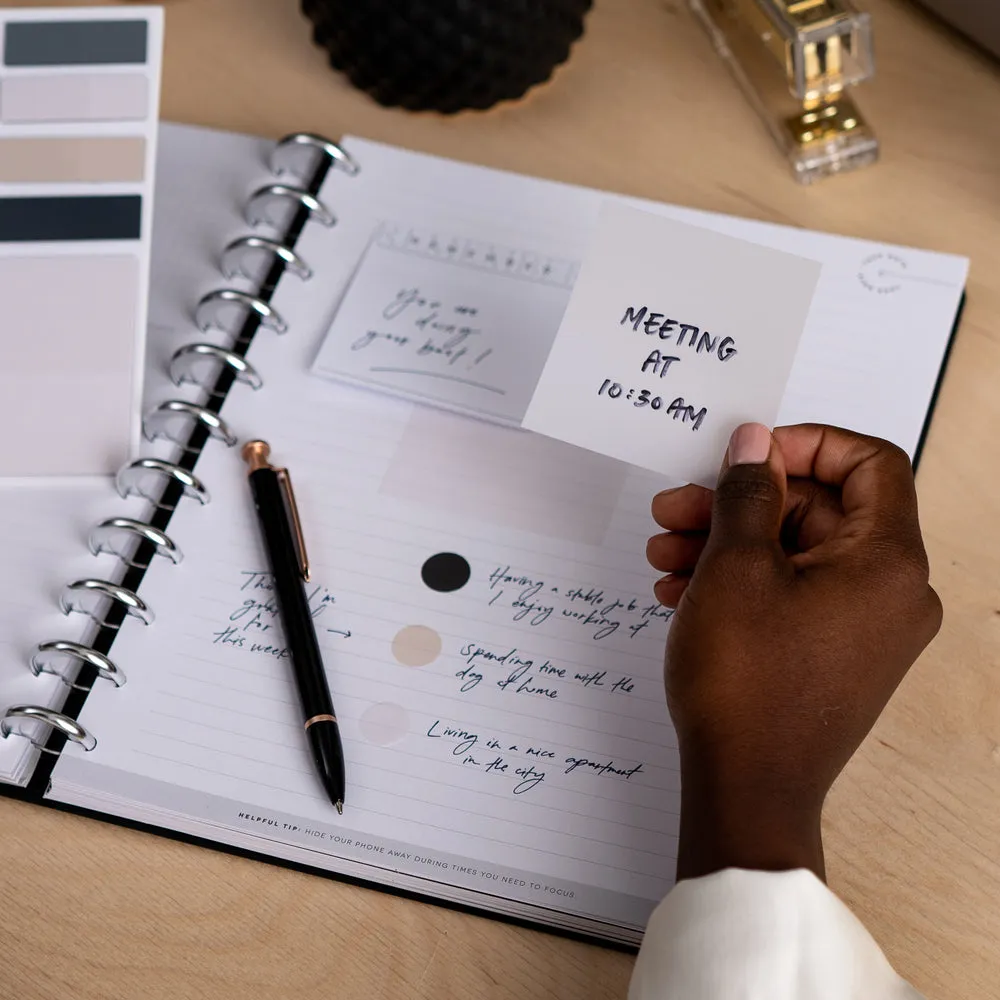 Work + Life Minimalist carnet sticky notes et marque-pages neutre