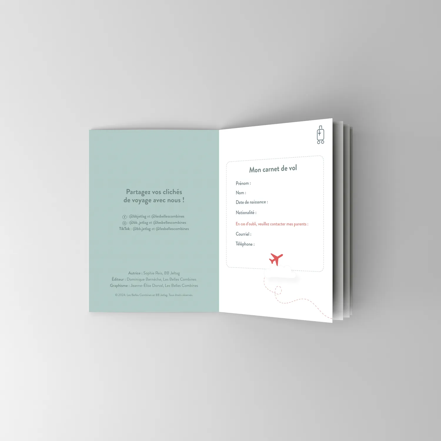 Les Belles Combines BB Jetlag carnet de vol enfant 32 pages
