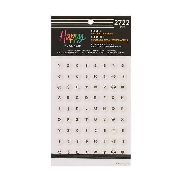 Happy Planner Lovely Letters stickers alphabet 30 planches