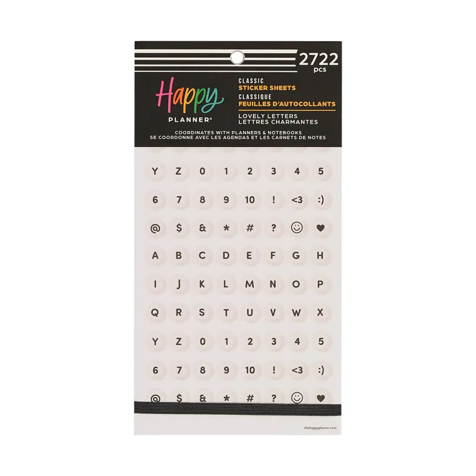 Happy Planner Lovely Letters stickers alphabet 30 planches