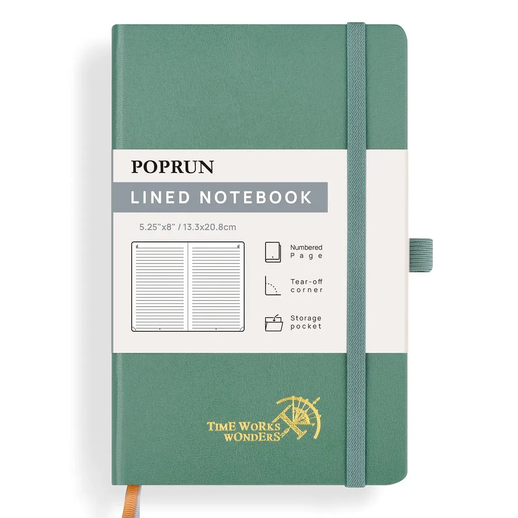 Poprun CH127L carnet ligné A5 vert nuit papier épais