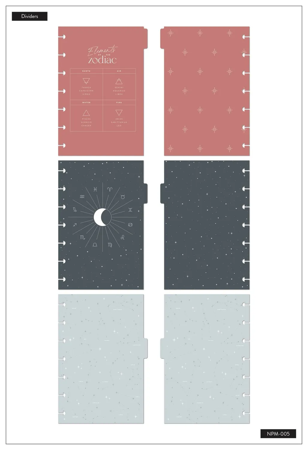 Happy Planner Zodiac Mini carnet ligné 60 pages pastel